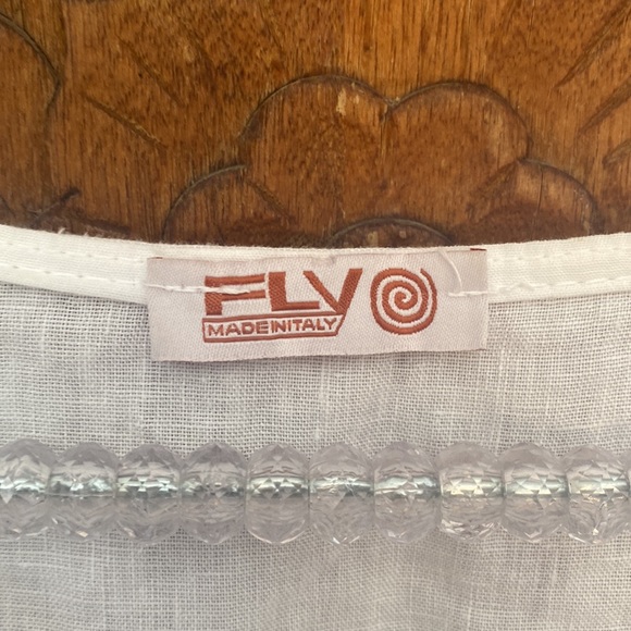 Fly Italian linen and vibes dress pockets short sleeve medium large white - Picture 4 of 10